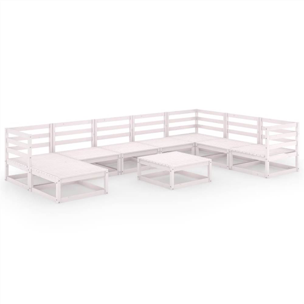 

9 Piece Garden Lounge Set White Solid Pinewood