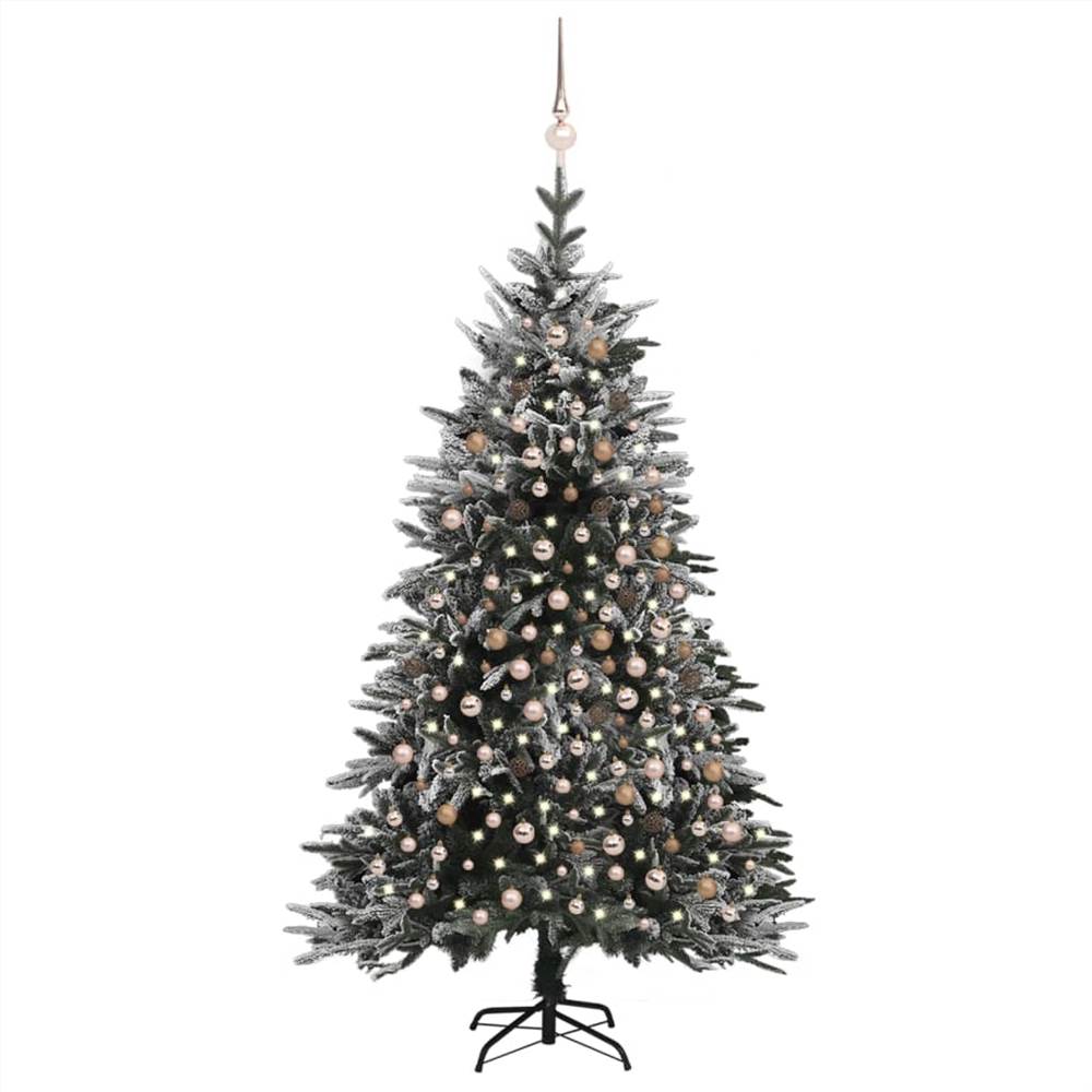Artificial Christmas Tree LED&Ball Set&Flocked Snow 240cm PVC&PE