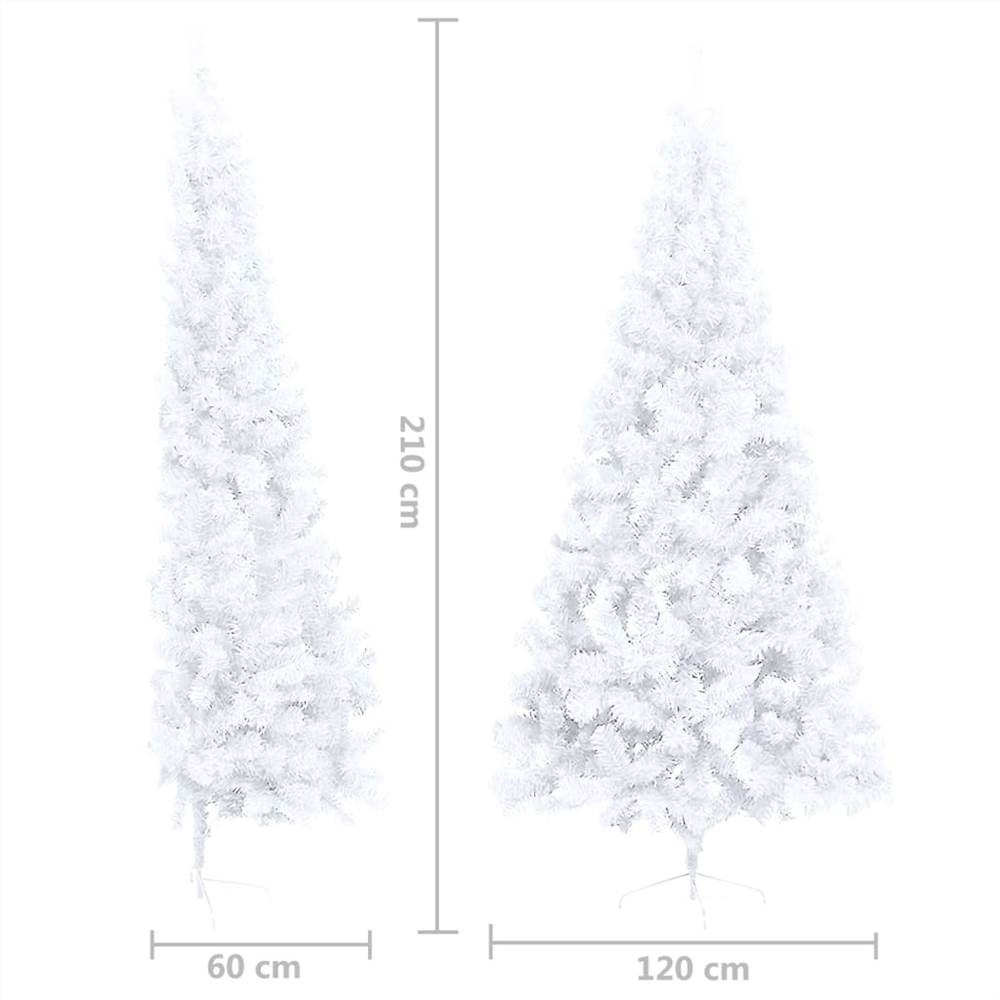Artificial Half Christmas Tree with Stand White 210 cm PVC