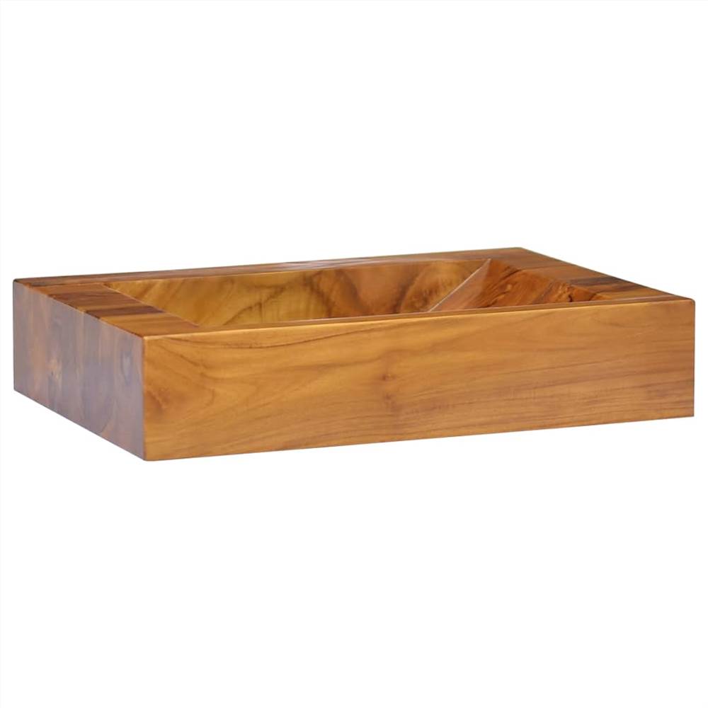 Basin Solid Teak Wood 50x35x10 cm