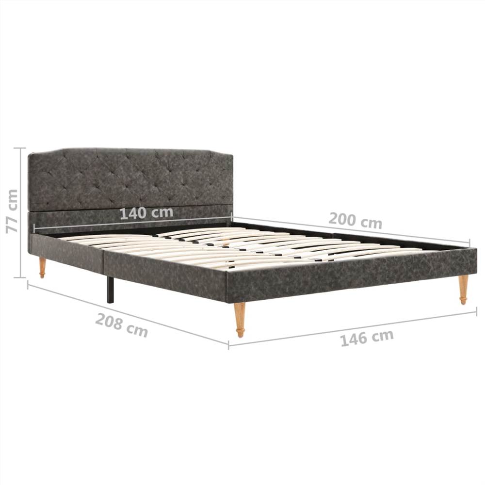 Bed Frame Dark Grey Fabric 135x190 cm