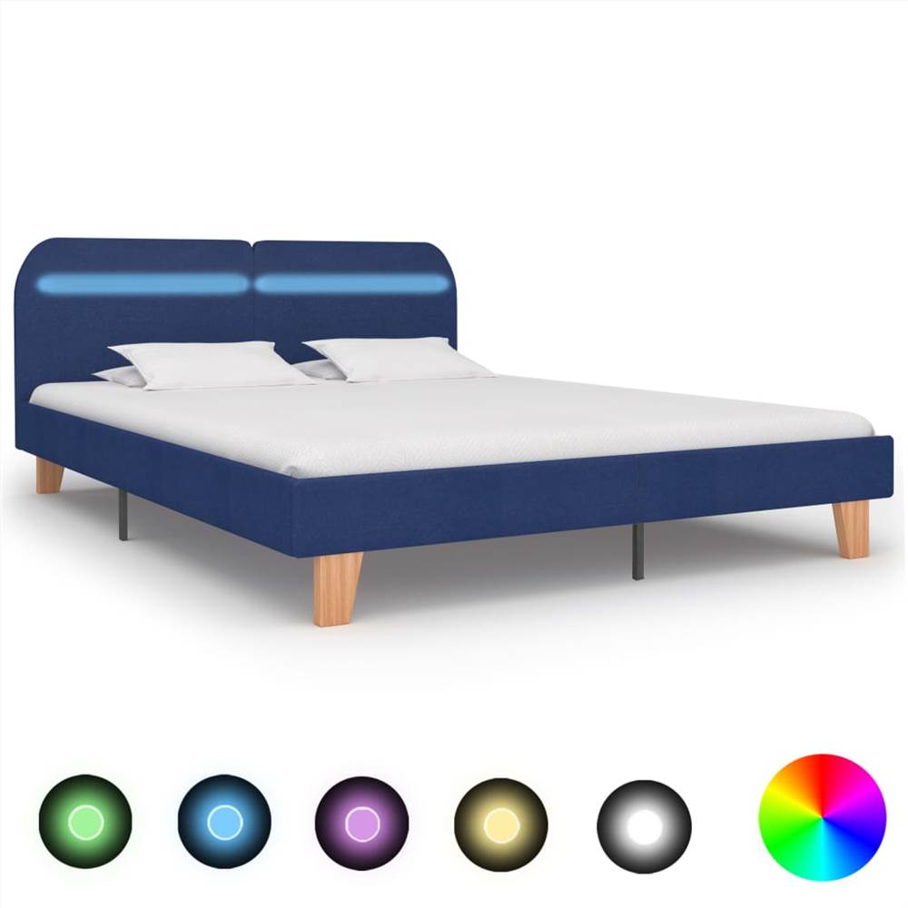 

Bed Frame with LED Blue Fabric 180x200 cm 6FT Super King