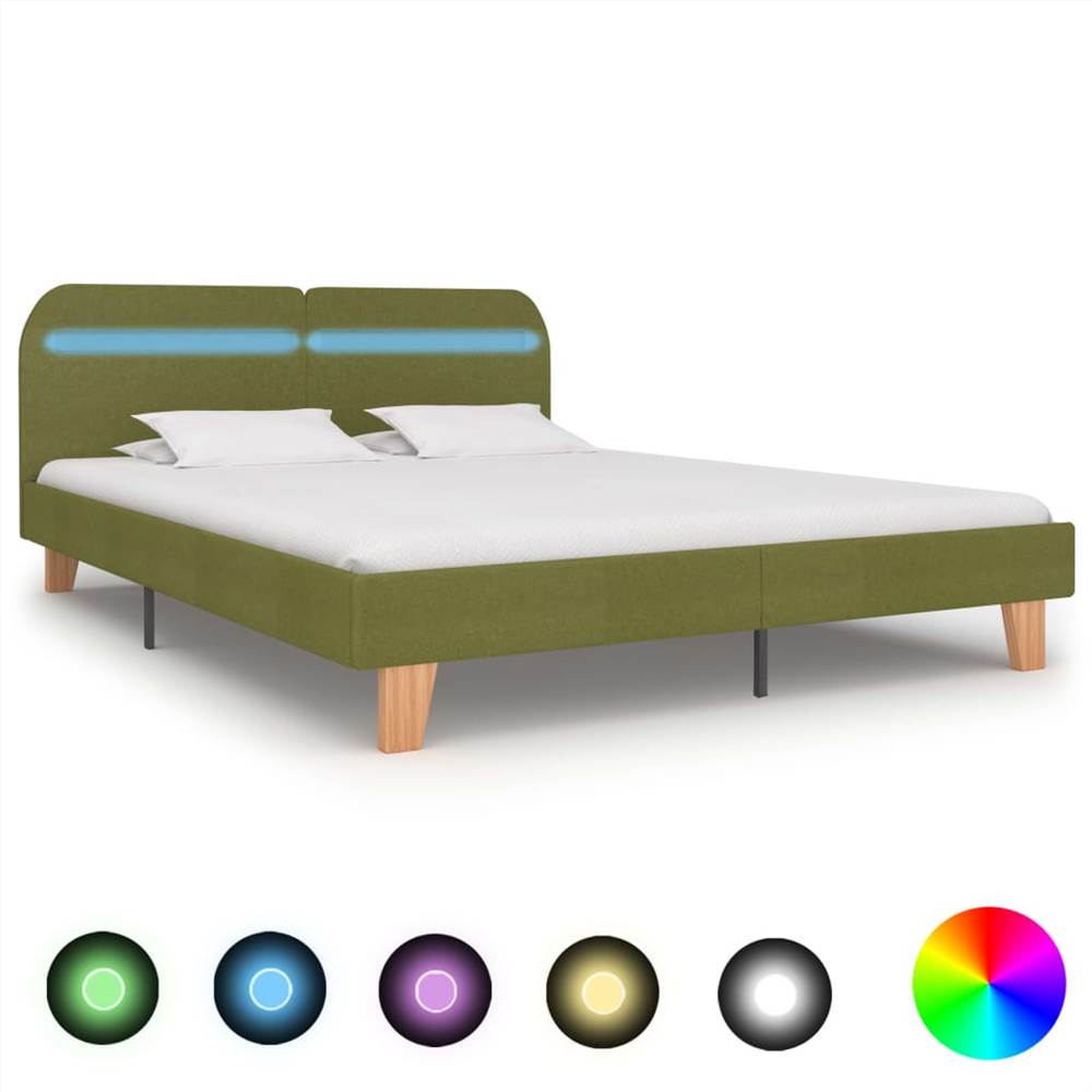 

Bed Frame with LED Green Fabric 150x200 cm
