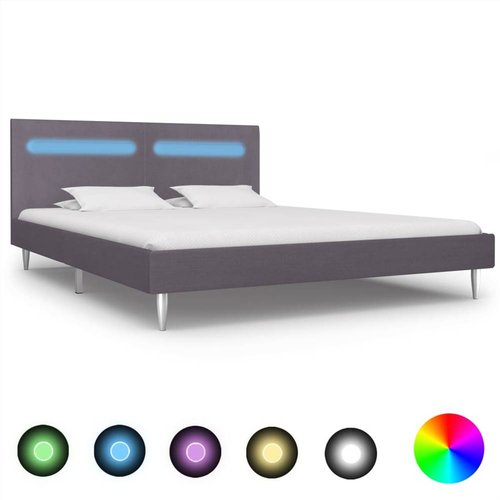 

Bed Frame with LED Grey Fabric 150x200 cm