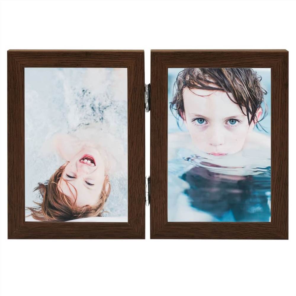 Bifold Photo Frame Collage Dark Brown 2x