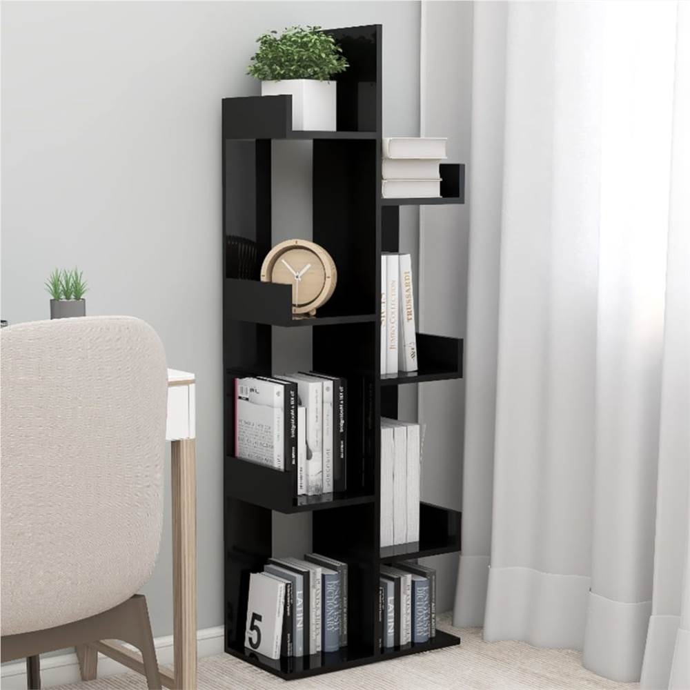 

Book Cabinet High Gloss Black 48x25.5x140 cm Chipboard
