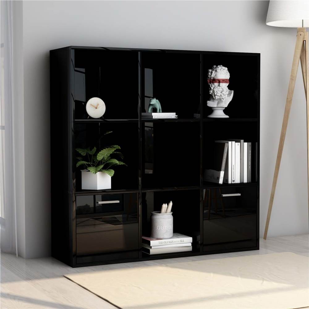 

Book Cabinet High Gloss Black 98x30x98 cm Chipboard