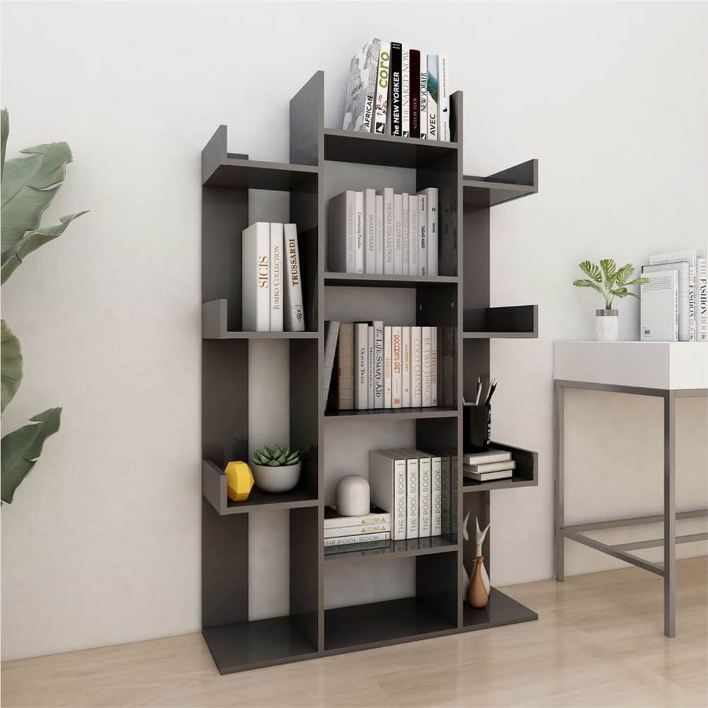 

Book Cabinet High Gloss Grey 86x25.5x140 cm Chipboard