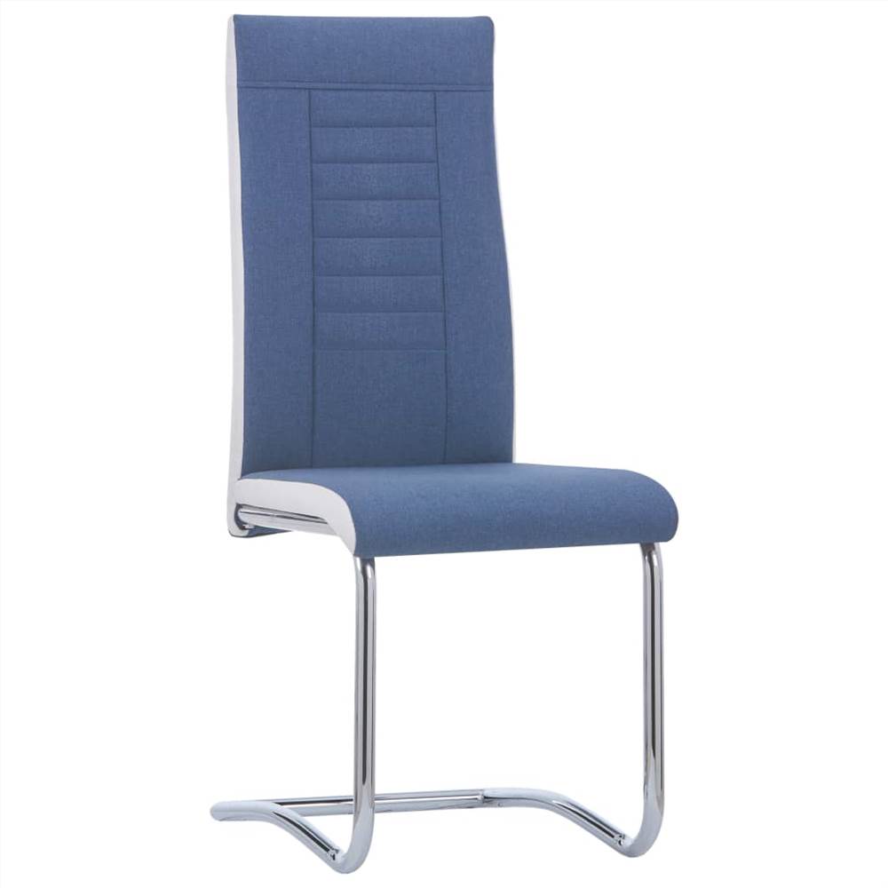 Cantilever Dining Chairs 2 pcs Blue Fabric