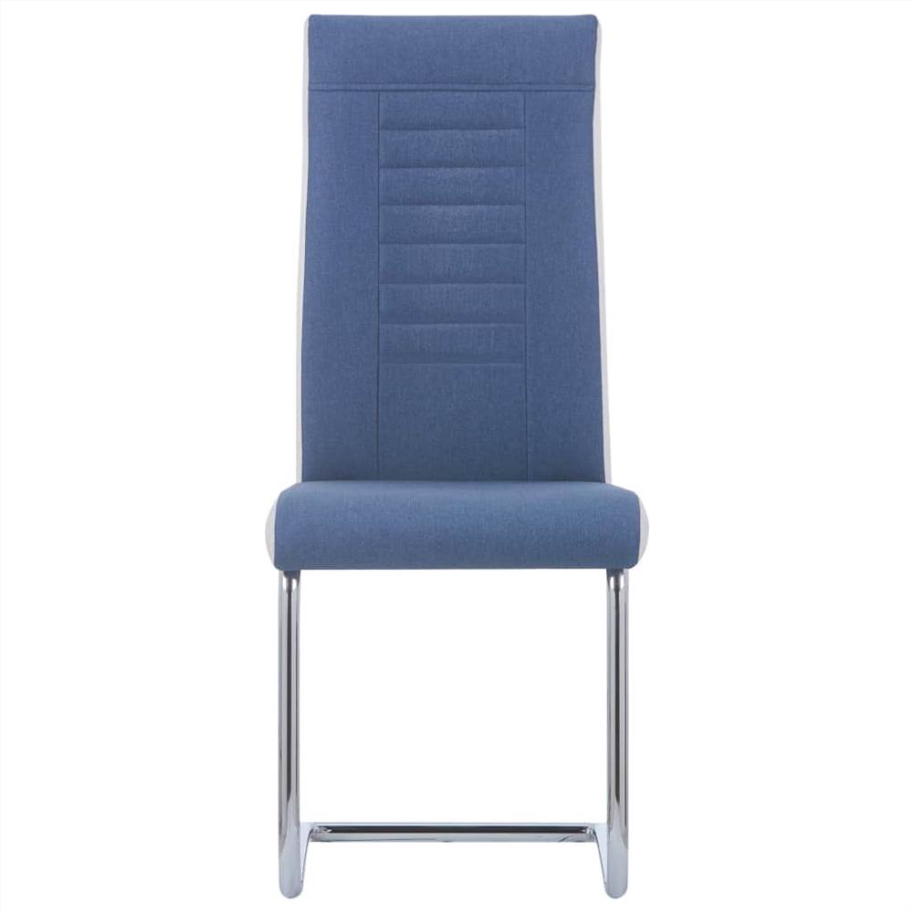 Cantilever Dining Chairs 2 pcs Blue Fabric