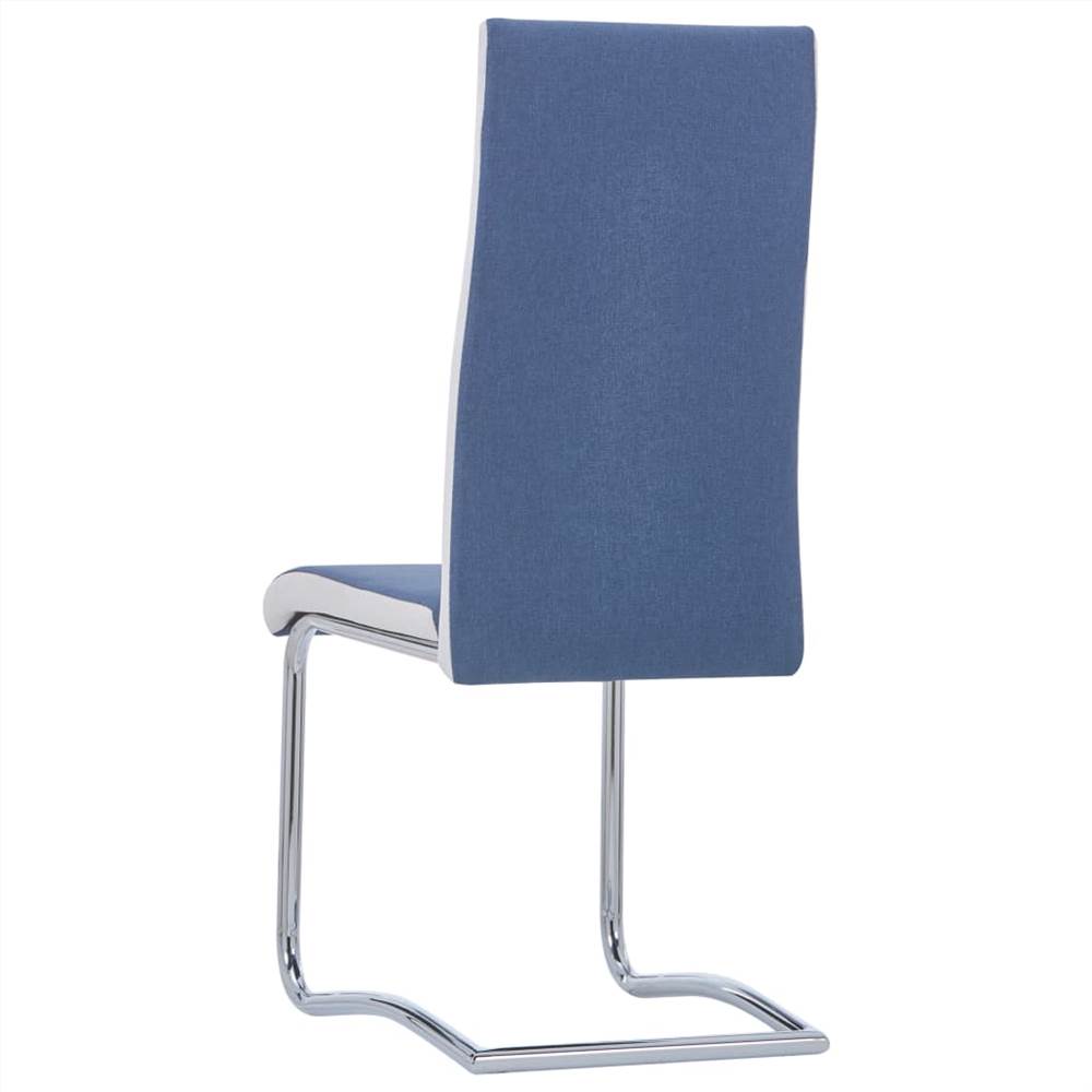 Cantilever Dining Chairs 2 pcs Blue Fabric