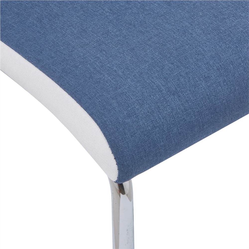 Cantilever Dining Chairs 2 pcs Blue Fabric