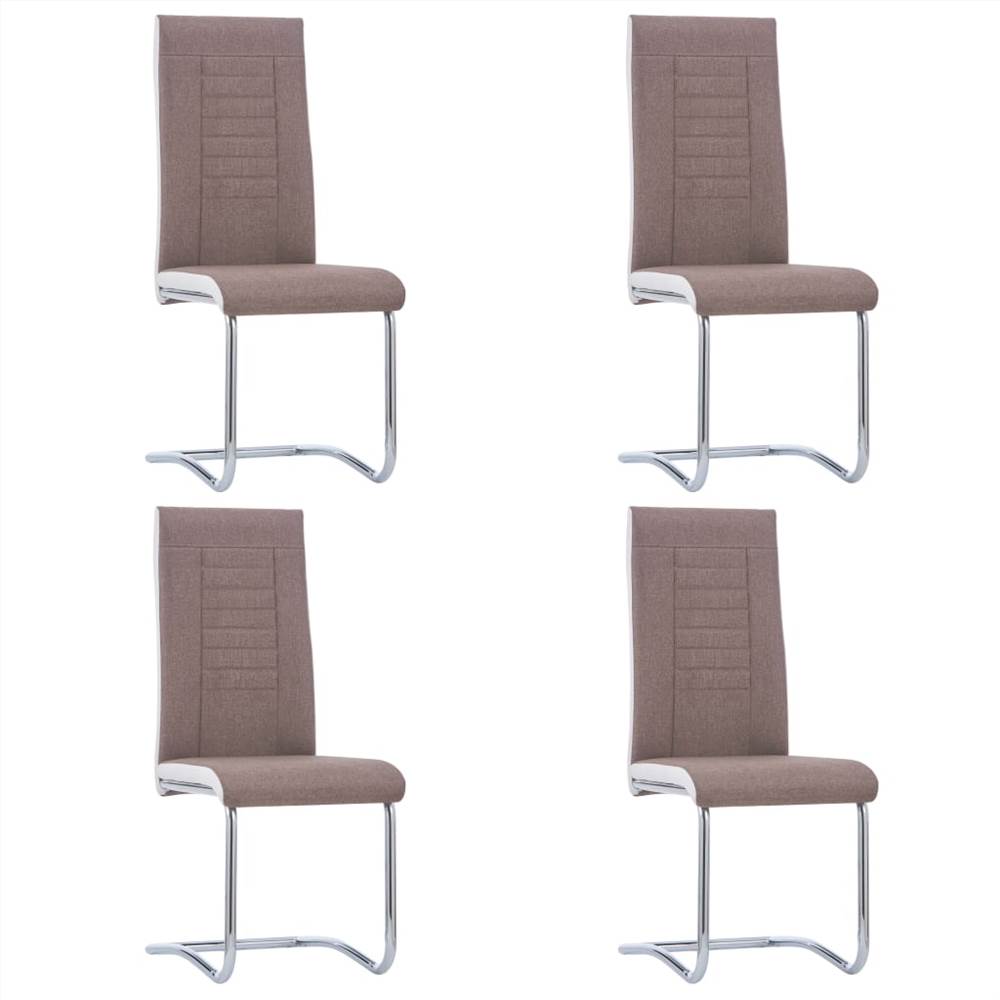 

Cantilever Dining Chairs 4 pcs Brown Fabric