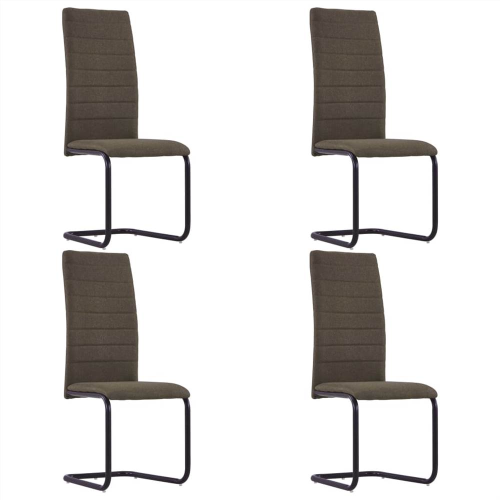 

Cantilever Dining Chairs 4 pcs Brown Fabric