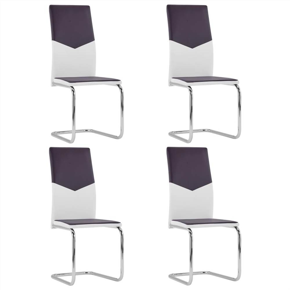 Cantilever Dining Chairs 4 pcs Brown Faux Leather