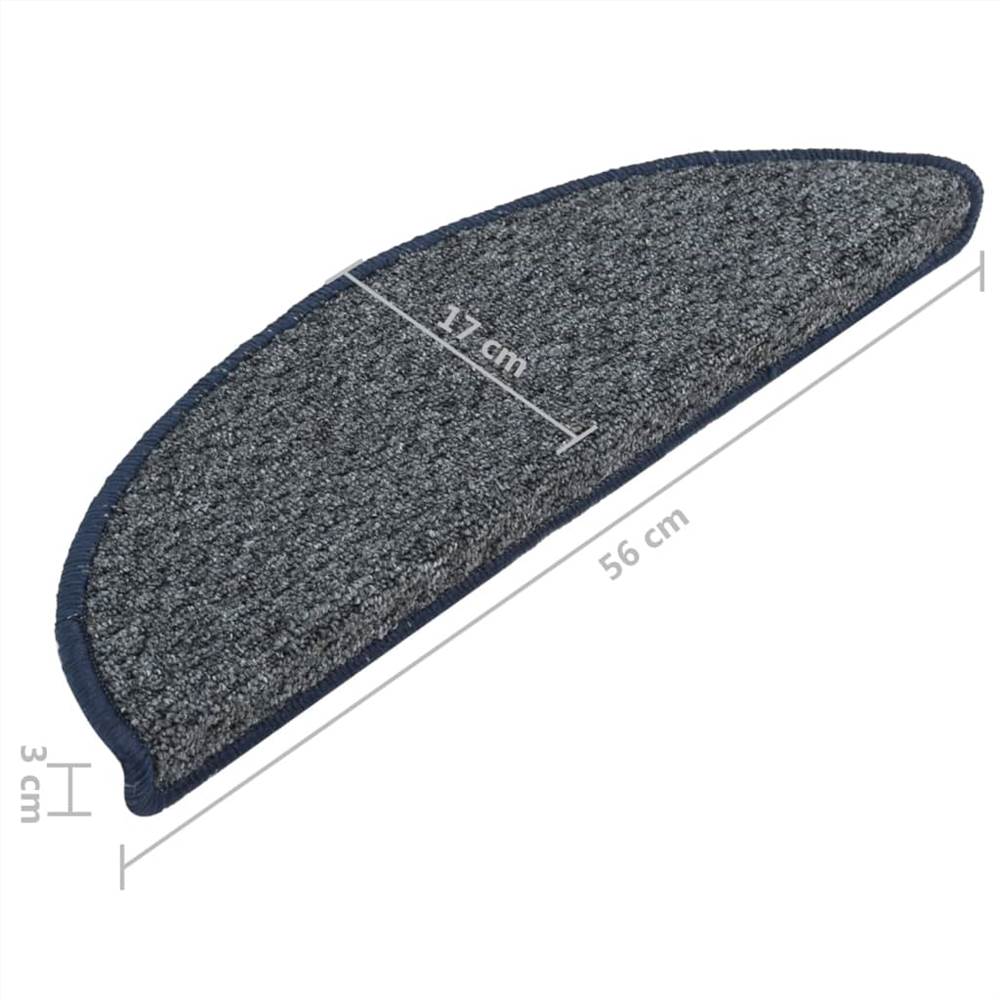 Carpet Stair Treads 15 pcs Dark Blue 56x20 cm