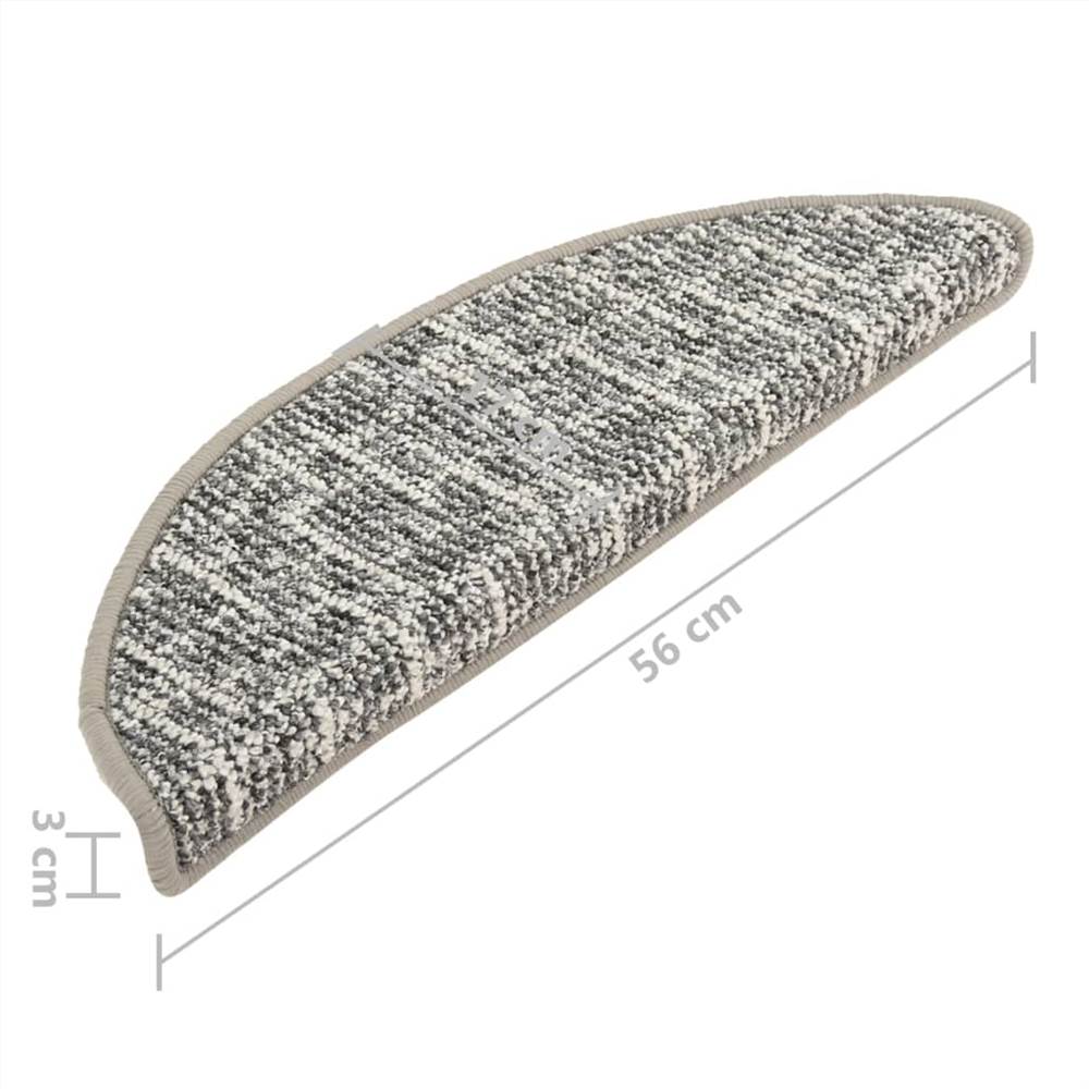 Carpet Stair Treads 15 pcs Grey 56x20 cm