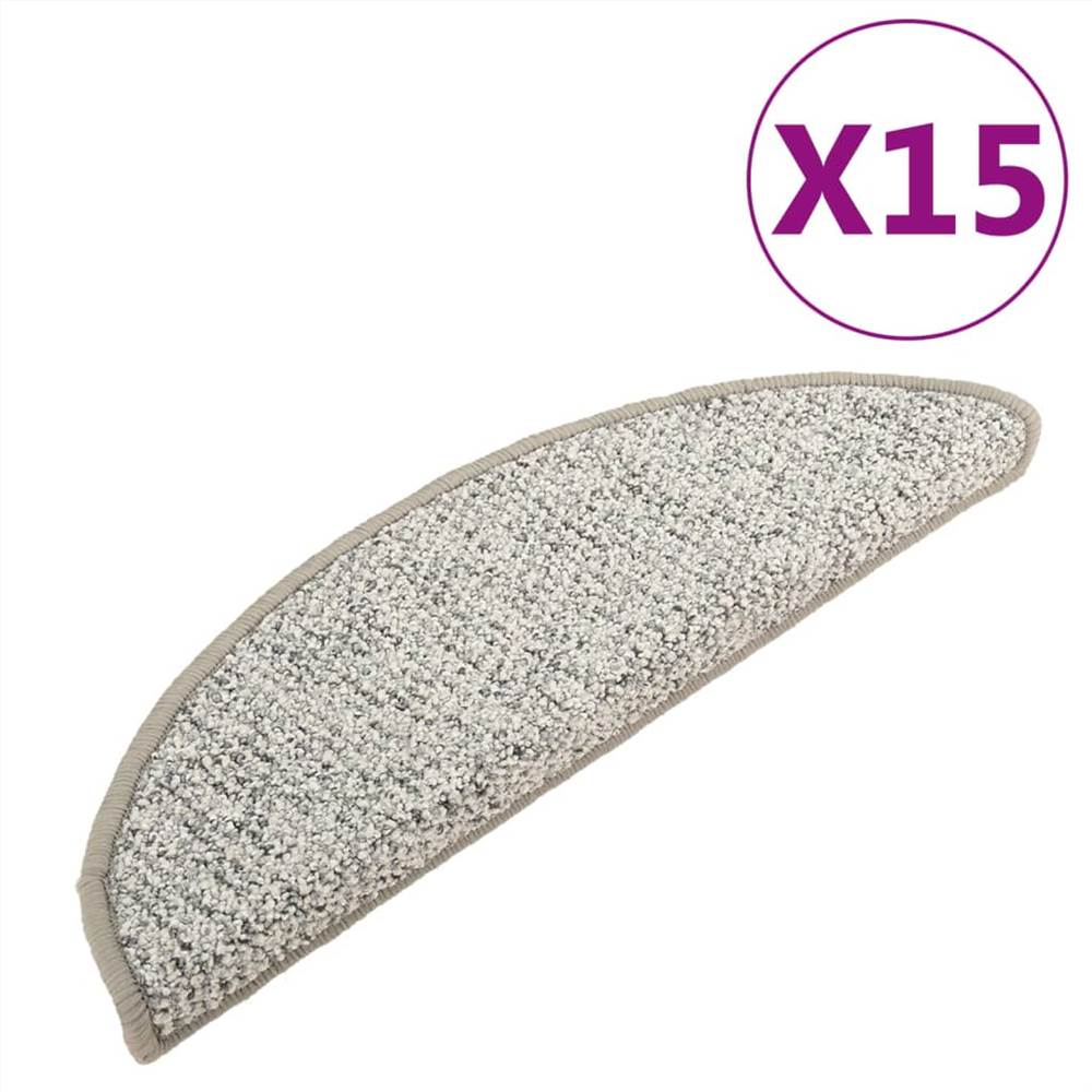 Carpet Stair Treads 15 pcs Light Grey 56x20 cm