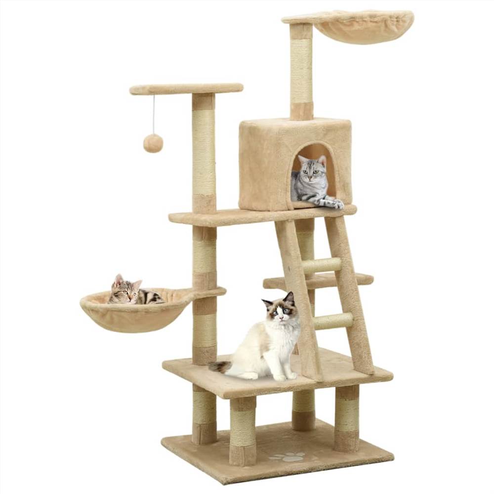 

Cat Tree with Sisal Scratching Posts Beige 122 cm