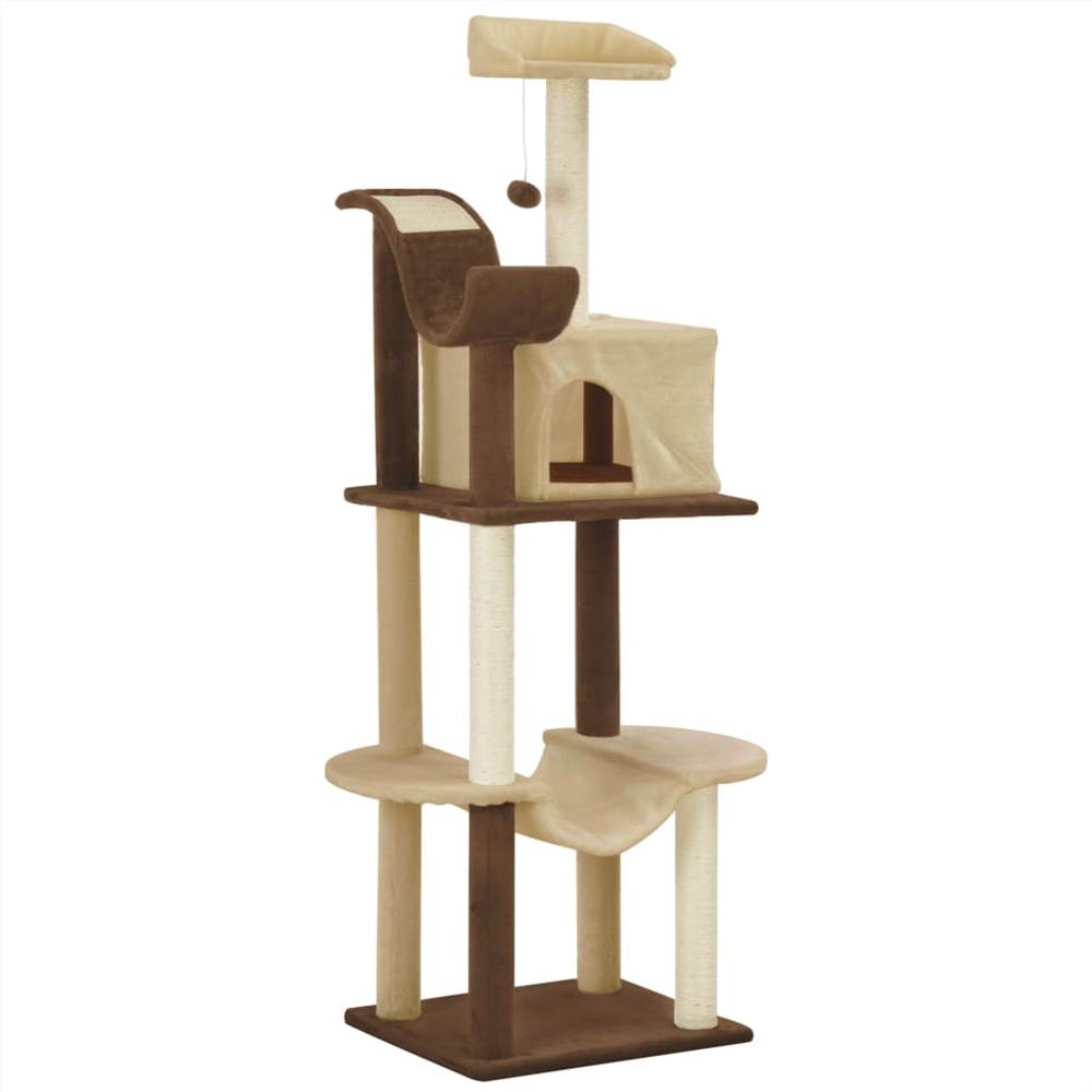 

Cat Tree with Sisal Scratching Posts Brown and Beige 155 cm