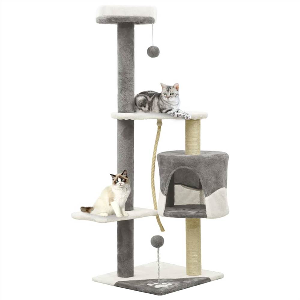 

Cat Tree with Sisal Scratching Posts Grey and White 120 cm