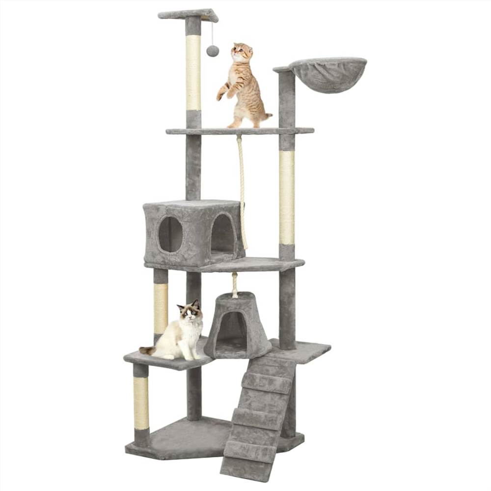 

Cat Tree with Sisal Scratching Posts Light Grey 191 cm