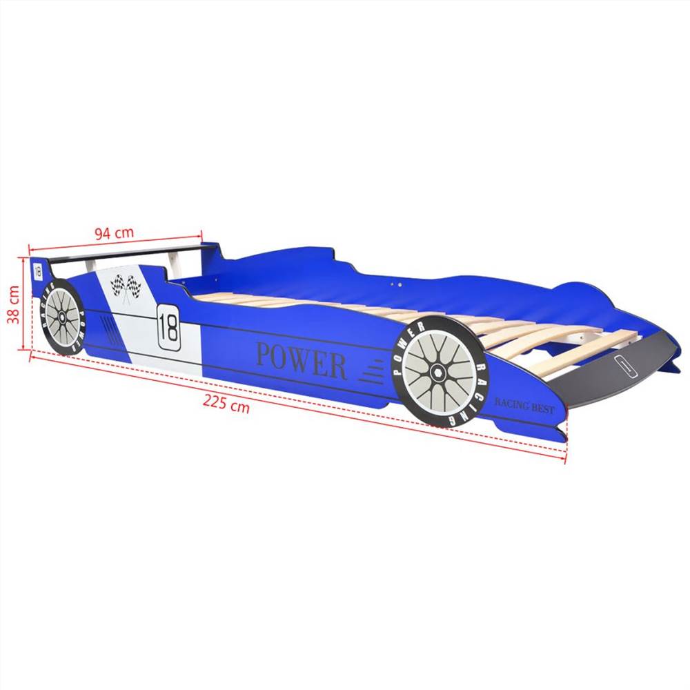 Childrens LED Race Car Bed 90x200 cm Blue