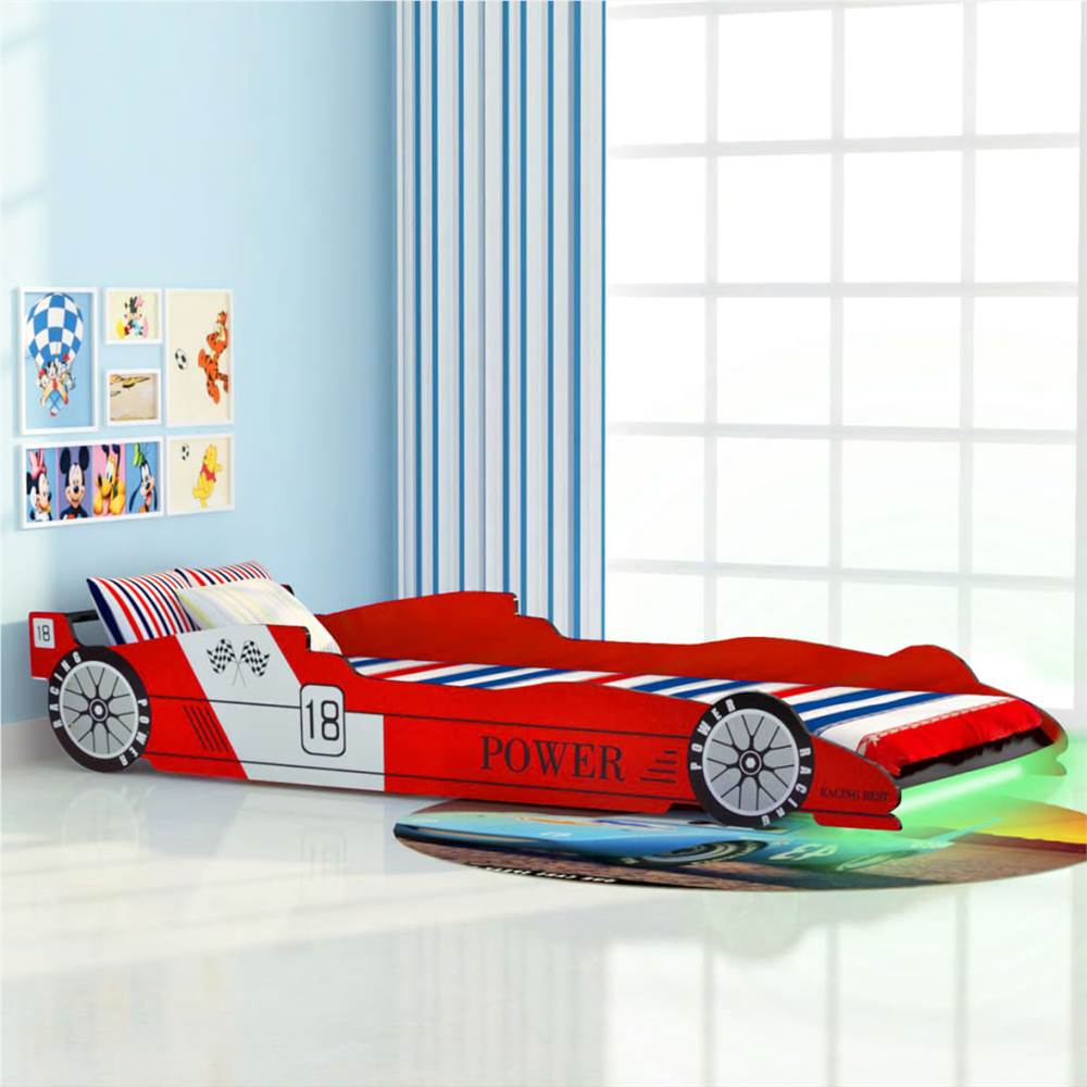 Children&#39;s LED Race Car Bed 90x200 cm Red