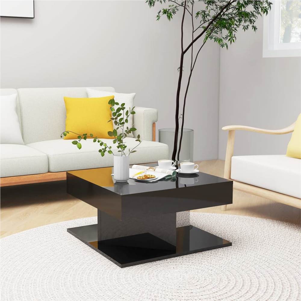

Coffee Table High Gloss Black 57x57x30 cm Chipboard