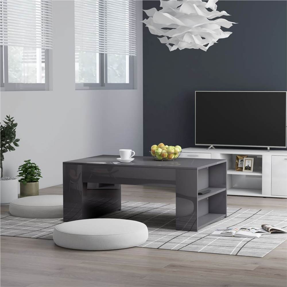 

Coffee Table High Gloss Grey 100x60x42 cm Chipboard