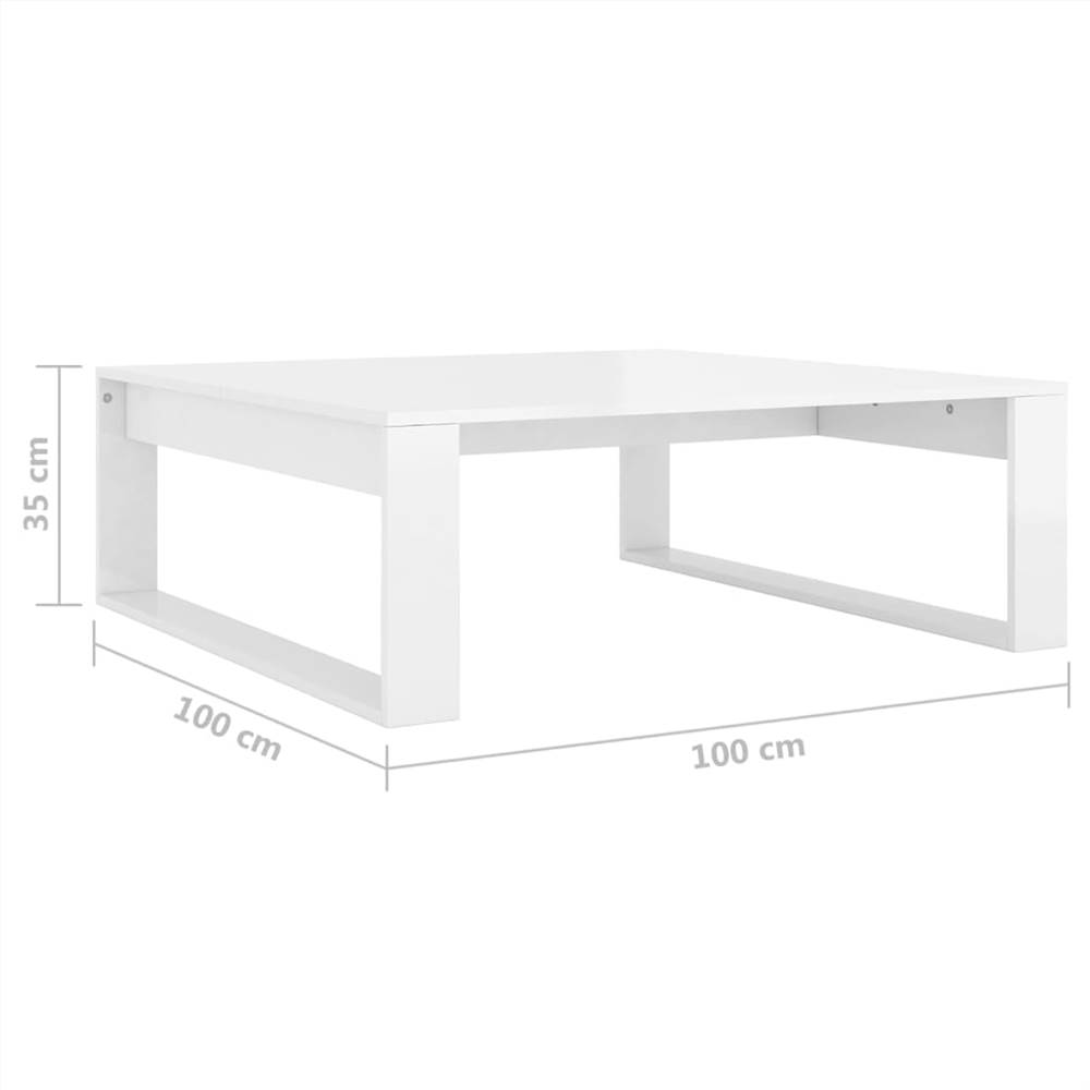 Coffee Table High Gloss White 100x100x35 cm Chipboard
