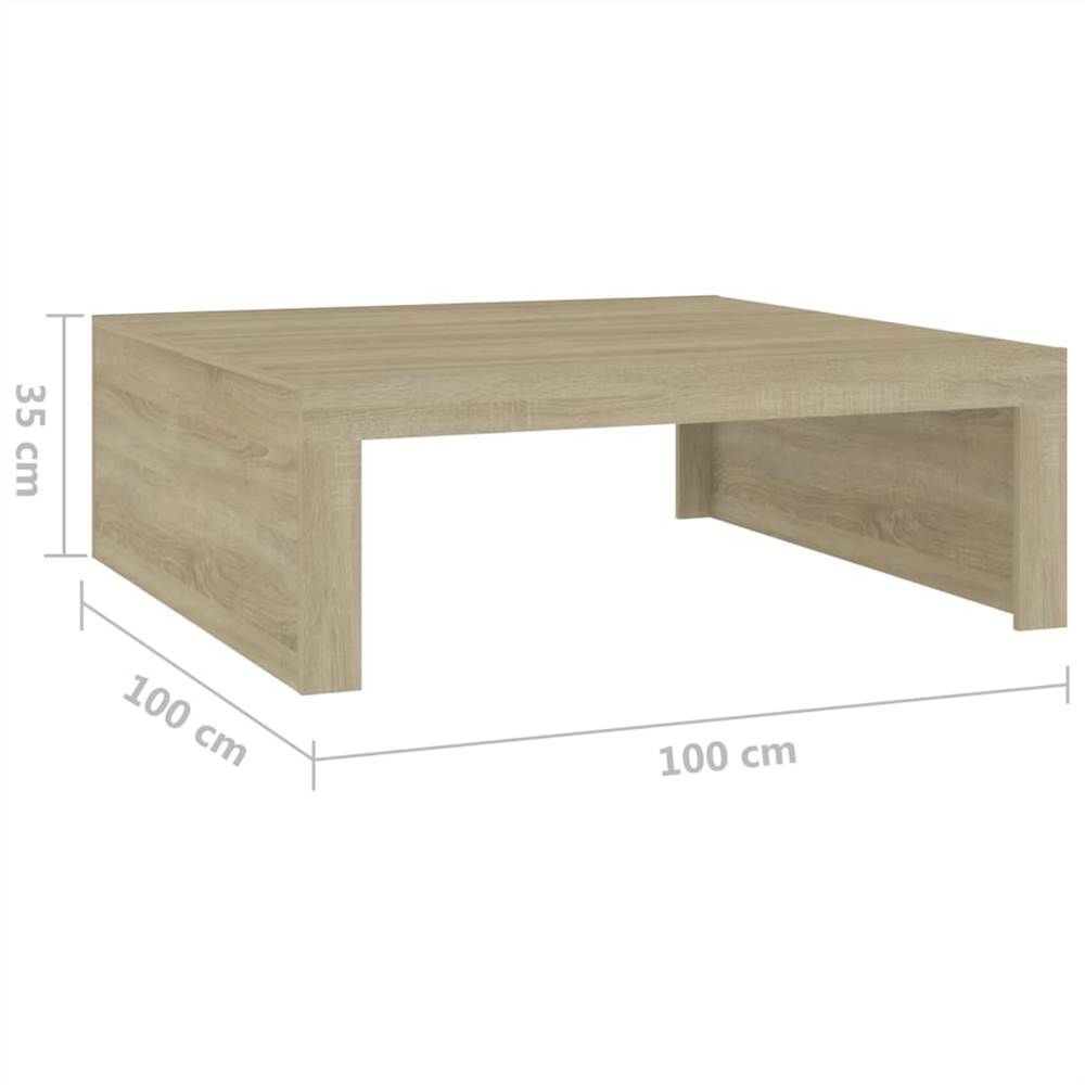 Coffee Table Sonoma Oak 100x100x35 cm Chipboard