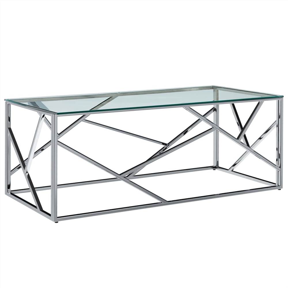 

Coffee Table Transparent 120x60x40 cm Tempered Glass and Stainless Steel