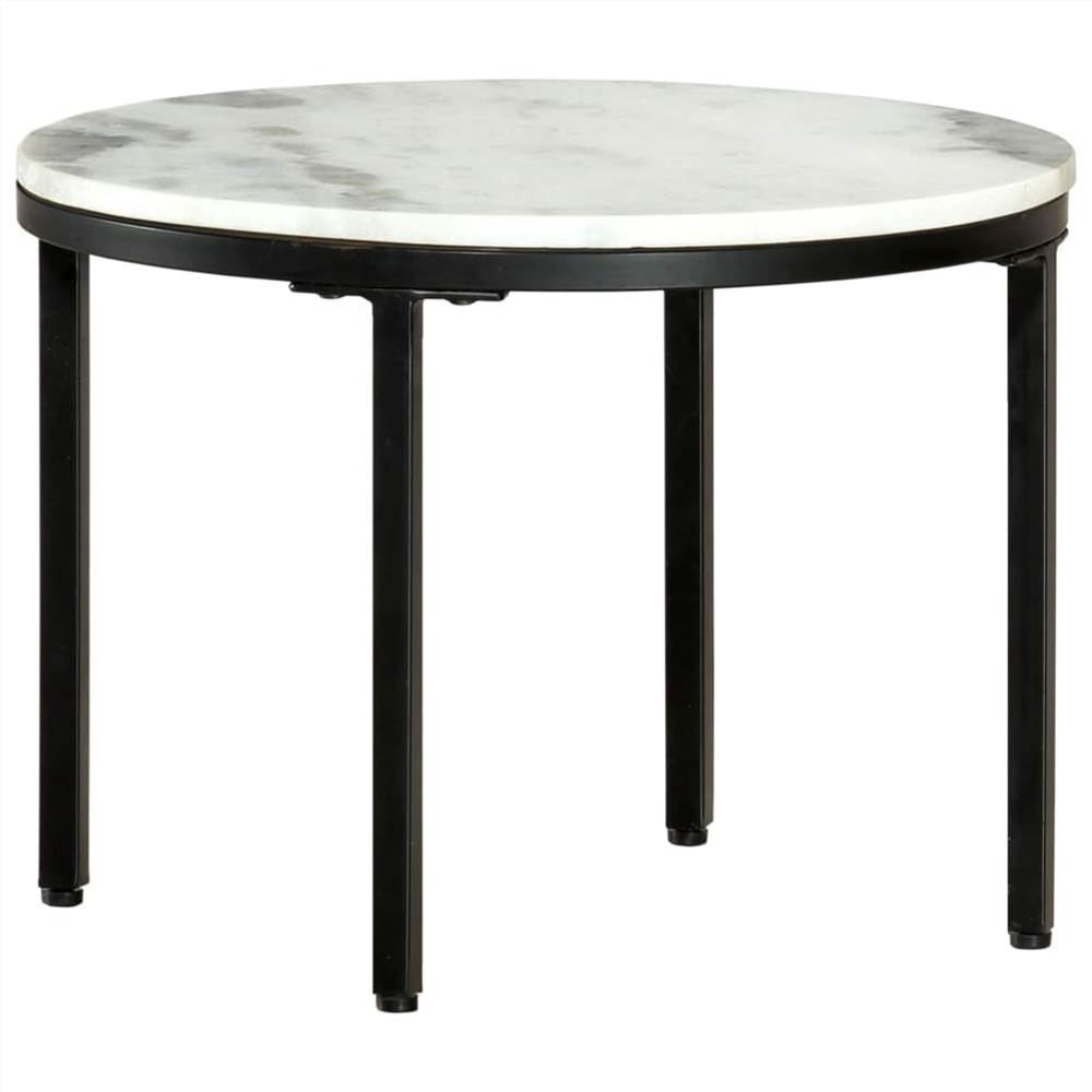 Coffee Table White and Black 50 cm Real Solid Marble
