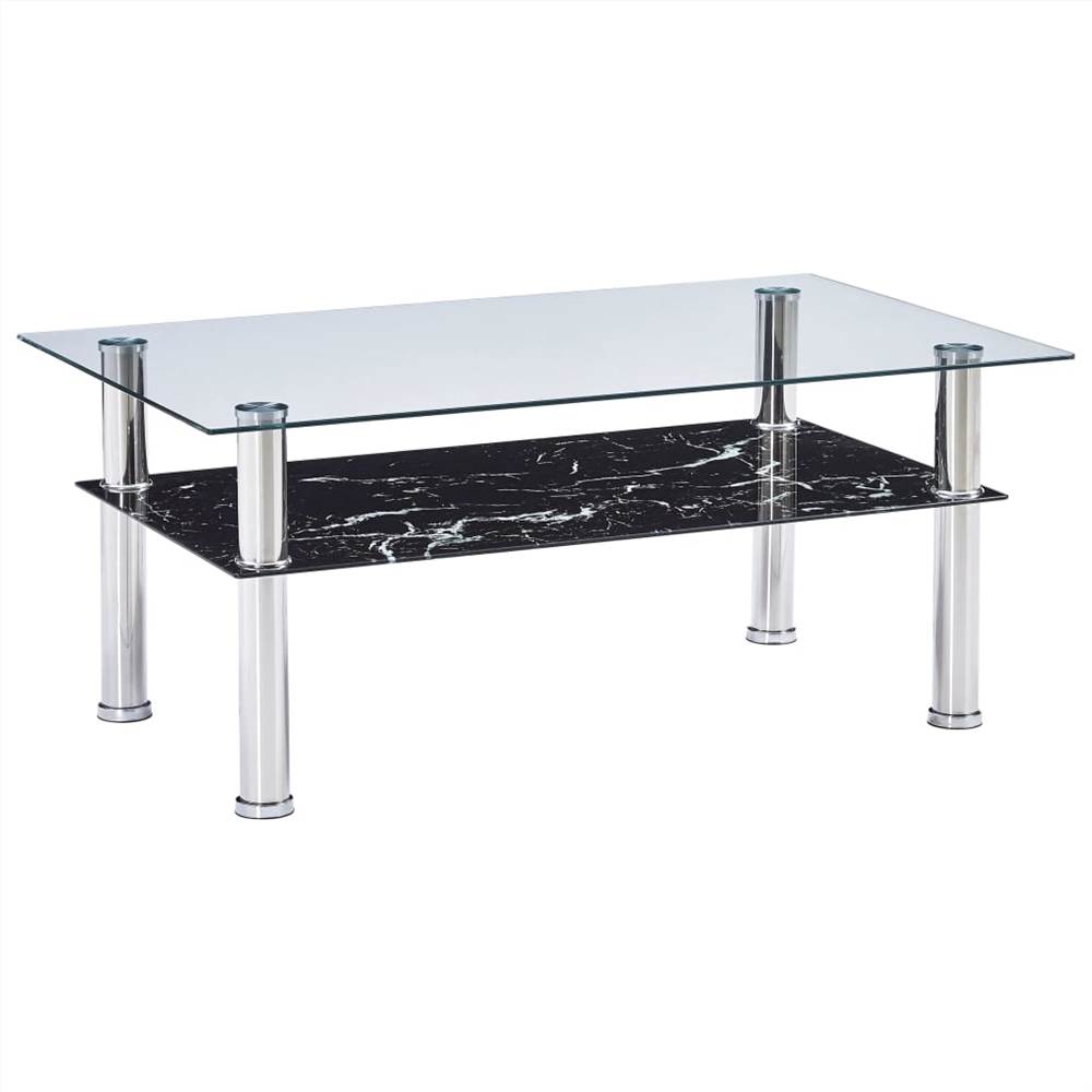 

Coffee Table with Marble Look Black 100x60x42cm Tempered Glass