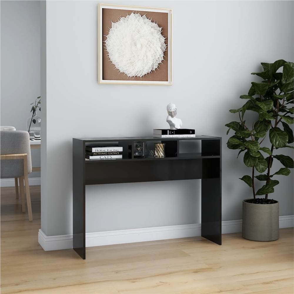 Console Table High Gloss Black 105x30x80 cm Chipboard