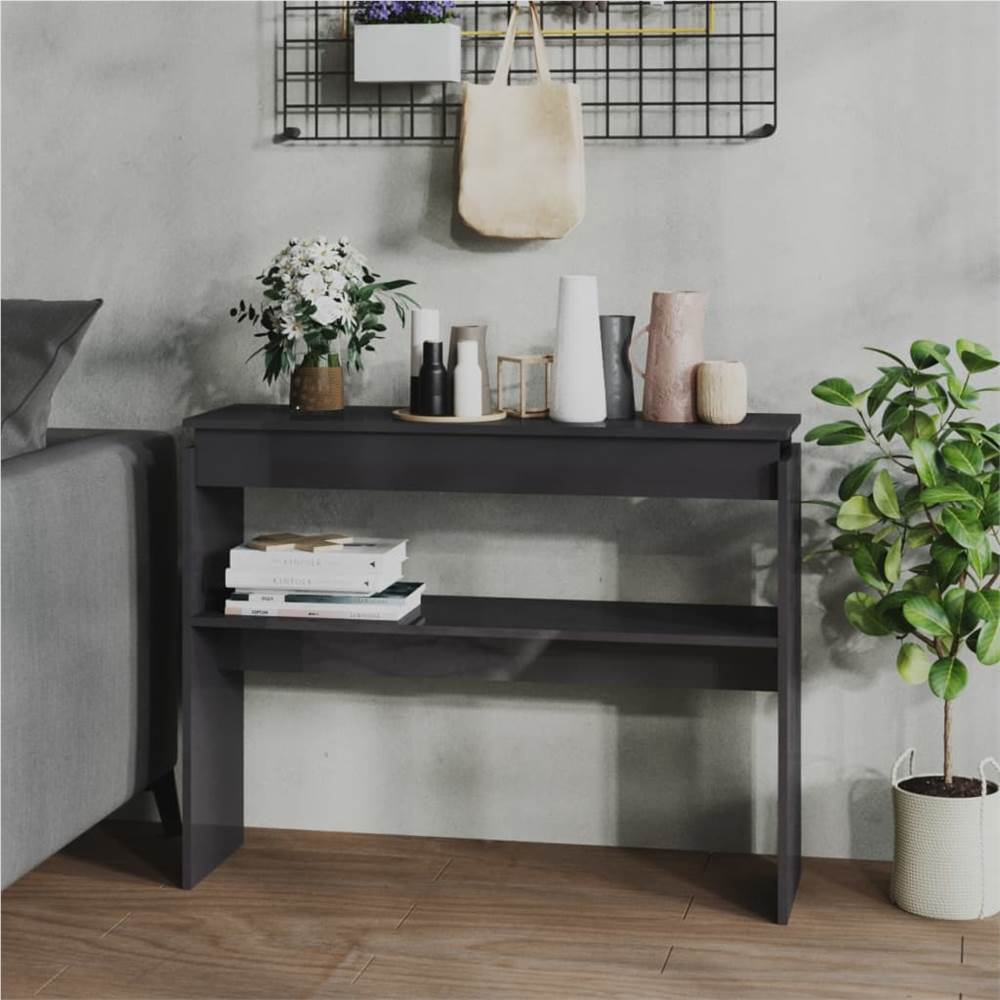 

Console Table High Gloss Grey 102x30x80 cm Chipboard