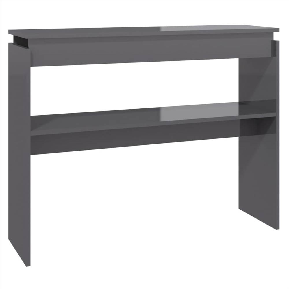 Console Table High Gloss Grey 102x30x80 cm Chipboard