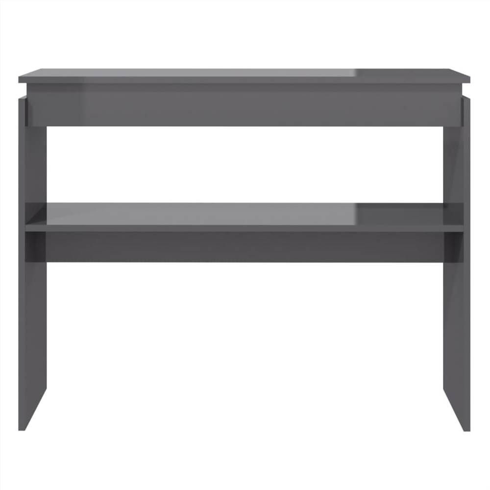 Console Table High Gloss Grey 102x30x80 cm Chipboard