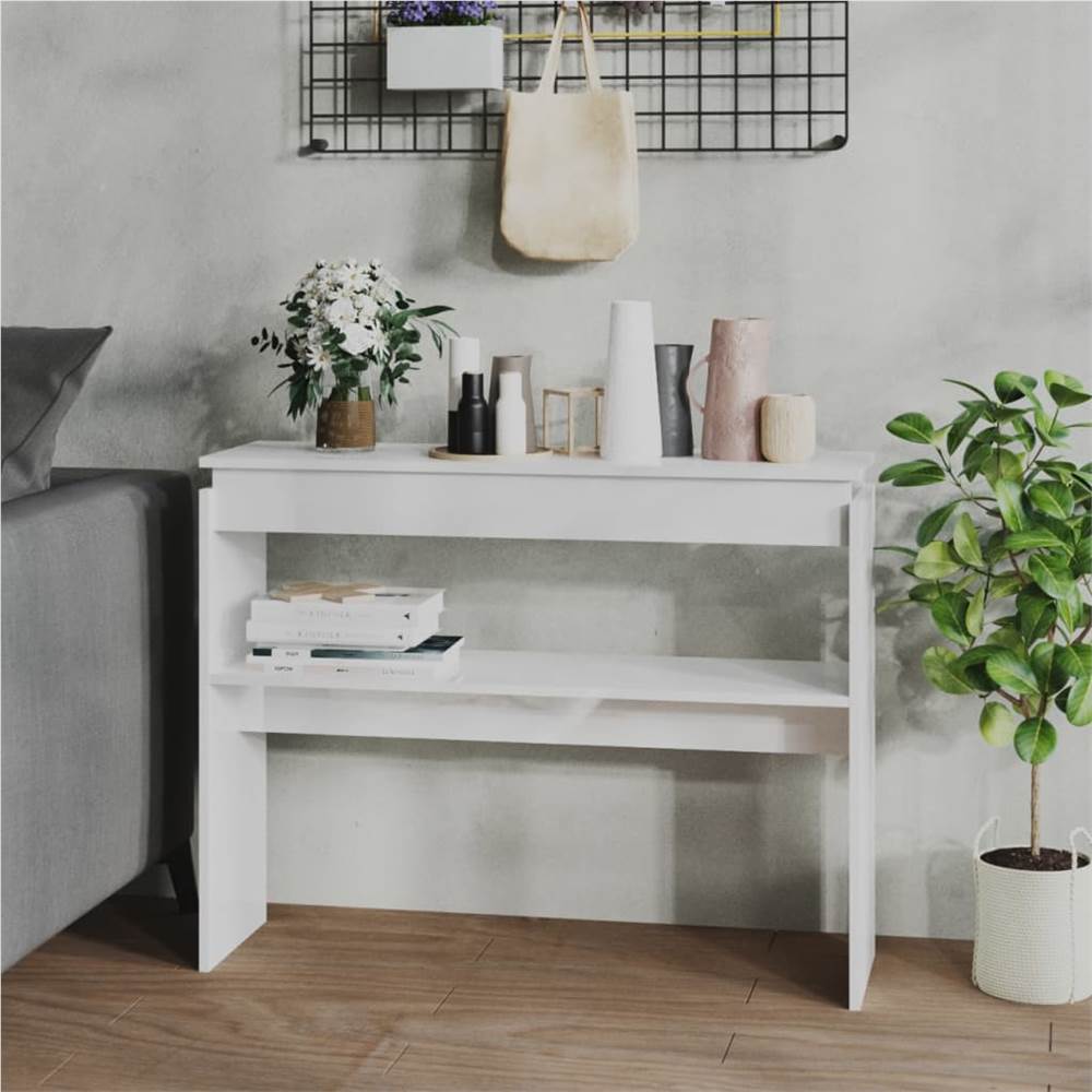 

Console Table High Gloss White 102x30x80 cm Chipboard