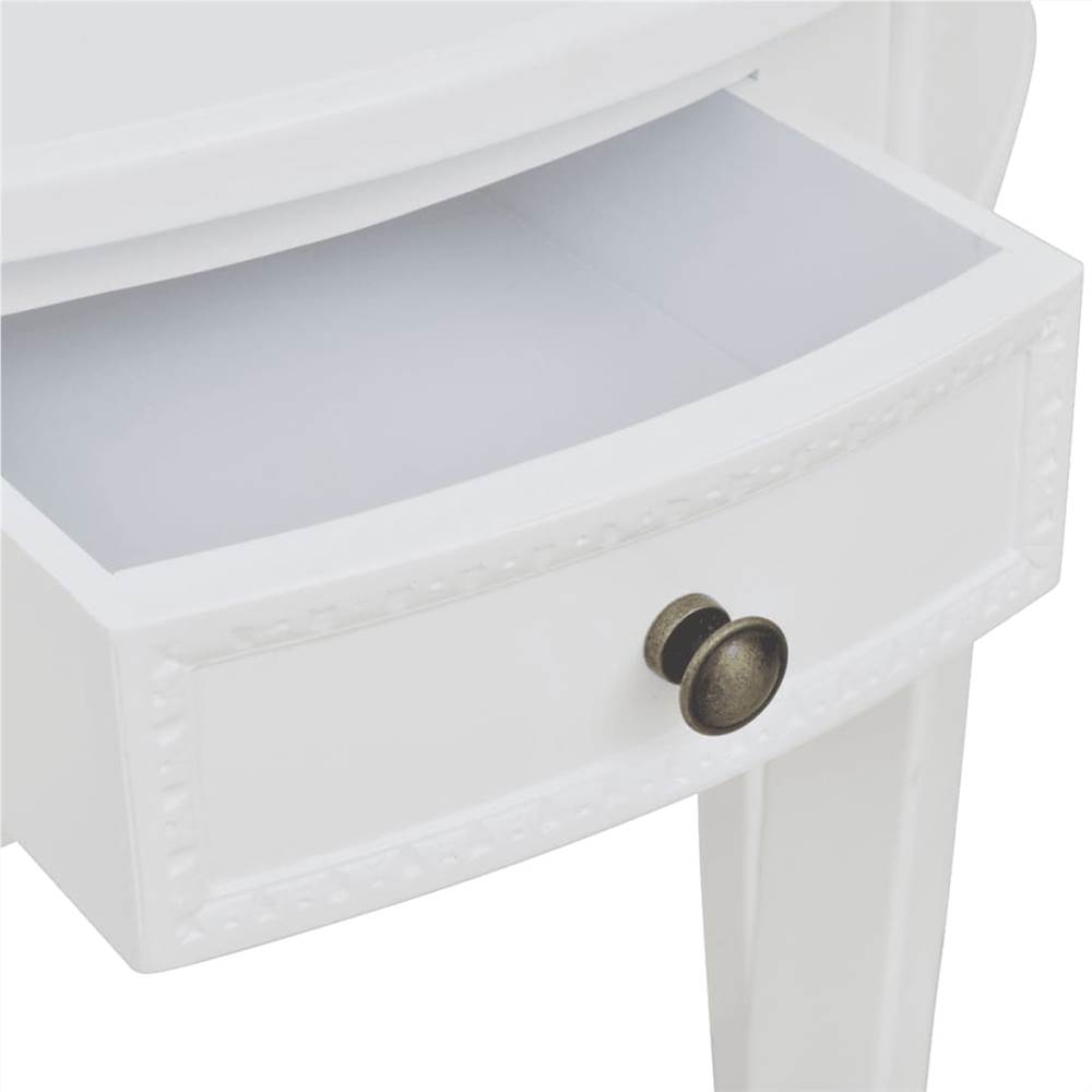 Console Table with Drawer Half-round White
