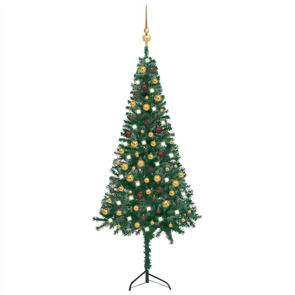 

Corner Artificial Christmas Tree LEDs&Ball Set Green 180 cm PVC