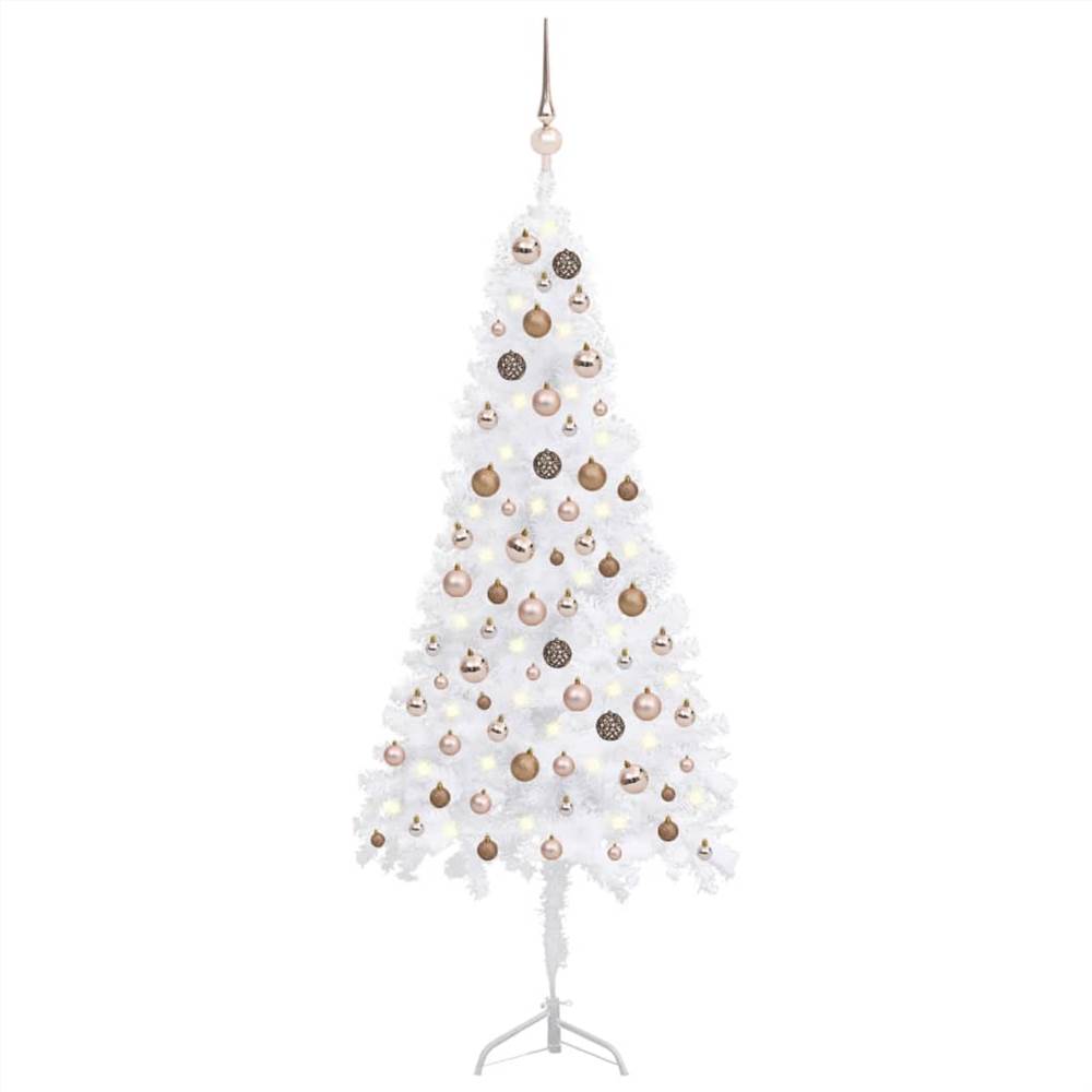 

Corner Artificial Christmas Tree LEDs&Ball Set White 150 cm PVC