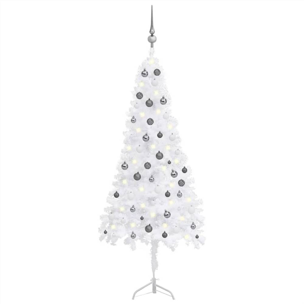 

Corner Artificial Christmas Tree LEDs&Ball Set White 180 cm PVC
