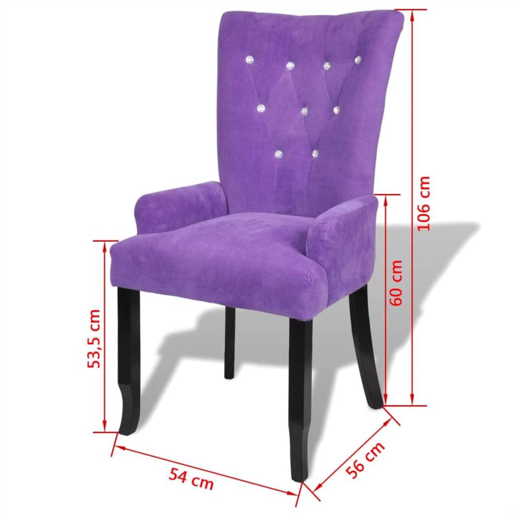 Dining Chair with Armrests Purple Velvet