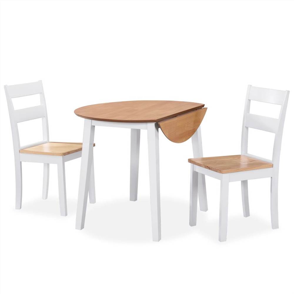 

Dining Set 3 Pieces MDF and Rubberwood White