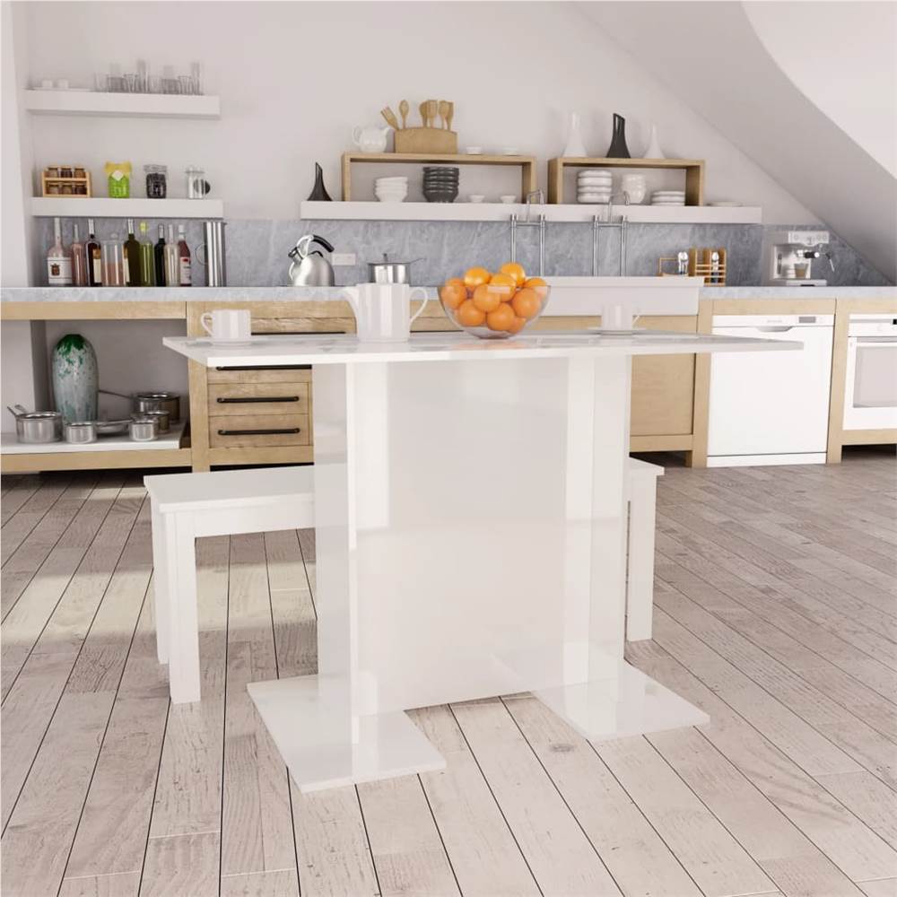 

Dining Table High Gloss White 110x60x75 cm Chipboard