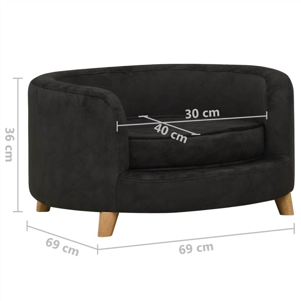 Dog Sofa Black 69x69x36 cm Plush