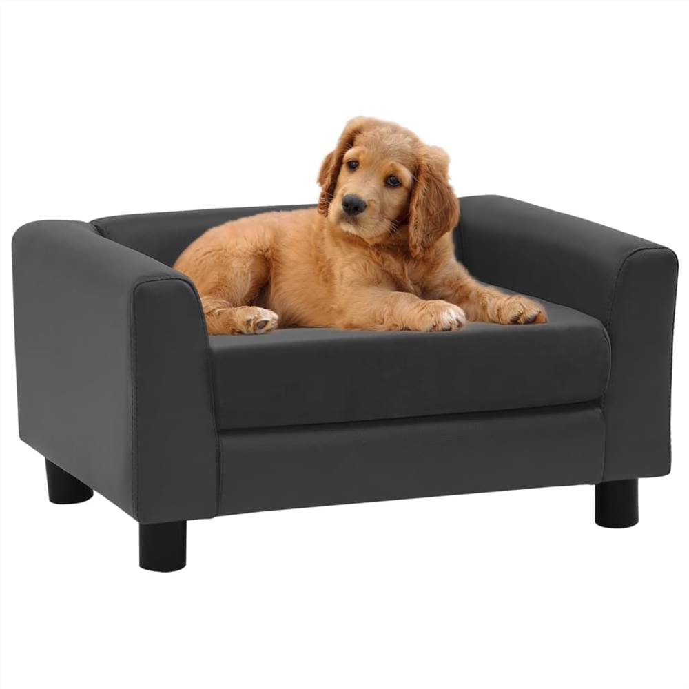 

Dog Sofa Foam Cushion Dark Grey 60x43x30 cm Plush&Faux Leather