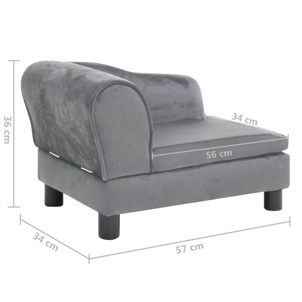 Dog Sofa Grey 57x34x36 cm Plush